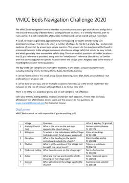 VMCC Beds Navigation Challenge 2020