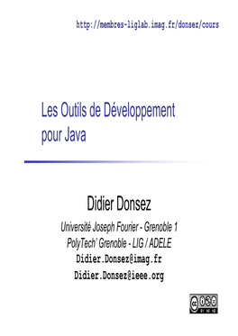 Les Outils De Développement Pour Java Didier Donsez