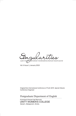 Singularities -Vol 6 Issue 1