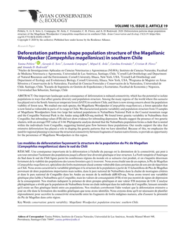 Deforestation Patterns Shape Population Structure of the Magellanic Woodpecker (Campephilus Magellanicus) in Southern Chile