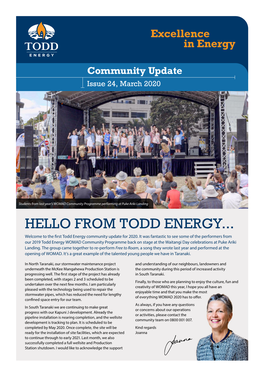 HELLO from TODD ENERGY... Welcome to the First Todd Energy Community Update for 2020