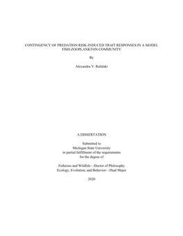 Contingency of Predation Risk-Induced Trait Responses in a Model Fish-Zooplankton Community