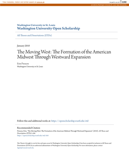 The Moving West: the Formation of the American Midwest Through Westward Expansion
