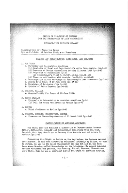 A. Proposals to Schuschnigg Re Austrian Anschluss (P.5) (L) Call for Armed Assistance in Vienna (Pp.6-7)