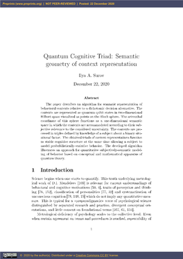 Quantum Cognitive Triad: Semantic Geometry of Context Representation