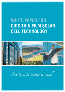 White Paper for Cigs Thin Film Solar Cell Technology