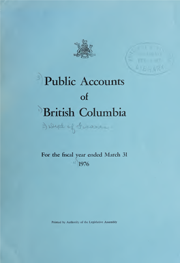 Public Accounts of British Columbia Fiscal Year Ended March 31