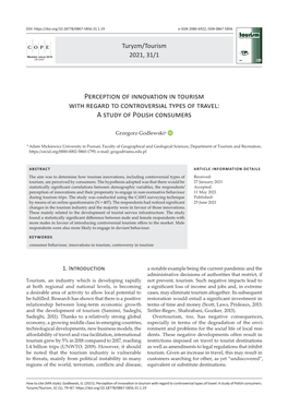 Perception of Innovation in Tourism with Regard to Controversial Types of Travel: a Study of Polish Consumers