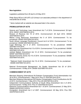 New Legislation Legislation Published from 26 April to 23 May