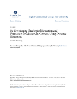 Re-Envisioning Theological Education and Formation for Mission, In-Context, Using Distance Education David W