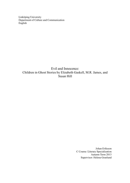 Evil and Innocence: Children in Ghost Stories by Elizabeth Gaskell, M.R