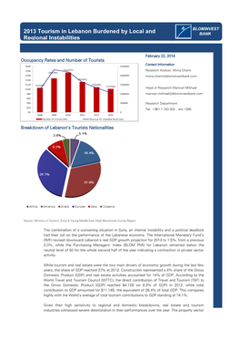 2014-02-2013 Tourism in Lebanon Burdened by Local and Regional