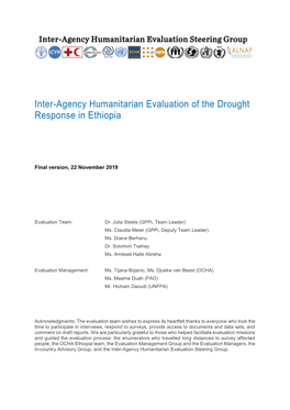 Inter-Agency Humanitarian Evaluation of the Drought Response in Ethiopia