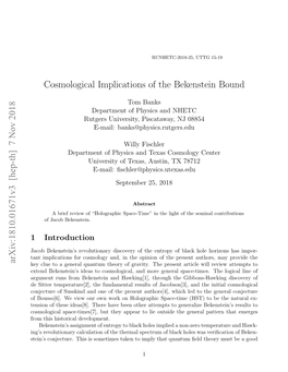 Cosmological Implications of the Bekenstein Bound Arxiv