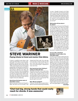 STEVE WARINER Chet Atkins Style? Paying Tribute to Friend and Mentor Chet Atkins Just Think of Your Thumb As Playing the Bass Guitar Part