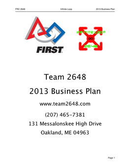 Team 2648 2013 Business Plan