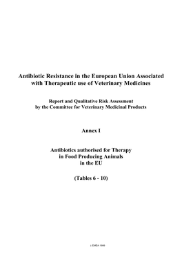 Antibiotics Used in Human Medicines in the EU