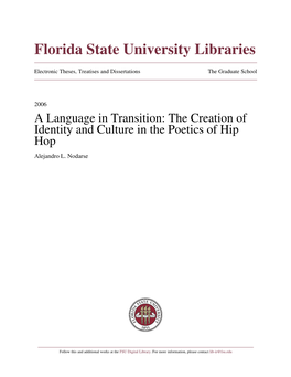 The Creation of Identity and Culture in the Poetics of Hip Hop Alejandro L