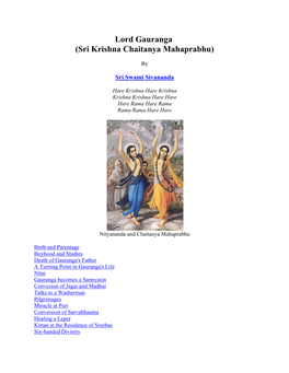 Lord Gauranga (Sri Krishna Chaitanya Mahaprabhu)