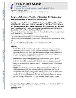 Smoking Patterns and Receipt of Cessation Services Among Pregnant Women in Argentina and Uruguay