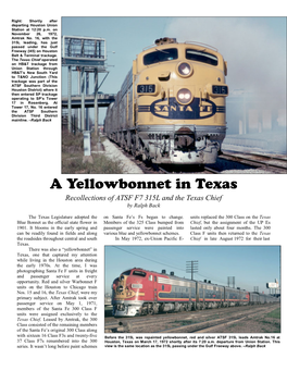 A Yellowbonnet in Texas Recollections of ATSF F7 315L and the Texas Chief by Ralph Back