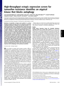 High-Throughput Ectopic Expression Screen for Tamoxifen Resistance Identiﬁes an Atypical Kinase That Blocks Autophagy