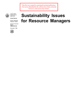 Sustainability Issues for Resource Managers