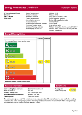 Energy Performance Certificate Northern Ireland