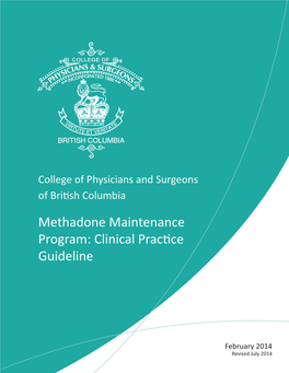 Methadone Maintenance Program: Clinical Practice Guideline