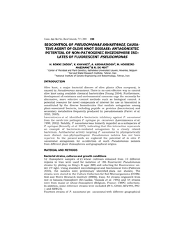 Biocontrol of Pseudomonas Savastanoi, Causa