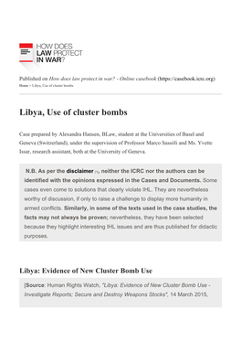 Libya, Use of Cluster Bombs