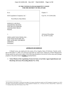 Case 19-11240-LSS Doc 1317 Filed 01/08/21 Page 1 of 30