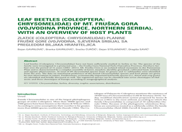 Leaf Beetles (Coleoptera: Chrysomelidae) of Mt