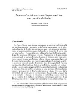 La Narrativa Del «Post» En Hispanoamérica: Una Cuestión De Límites