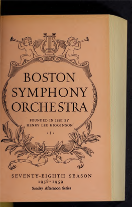 Boston Symphony Orchestra Concert Programs, Season 78, 1958-1959, Subscription