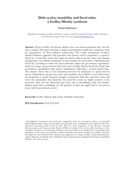 Debt Cycles, Instability and Fiscal Rules: a Godley-Minsky Synthesis