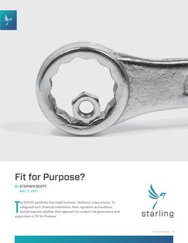 Fit for Purpose? by STEPHEN SCOTT MAY 17, 2021