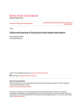 End-To-End Learning of Local Point Cloud Feature Descriptors