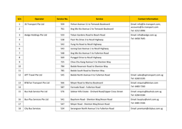 S/N Operator Service No. Service Contact Information 1 3S Transport