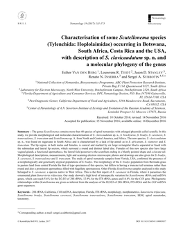 Characterisation of Some Scutellonema Species (Tylenchida: Hoplolaimidae) Occurring in Botswana, South Africa, Costa Rica and the USA, with Description of S