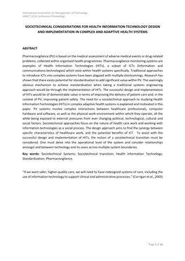 Sociotechnical Considerations for Health Information Technology Design and Implementation in Complex and Adaptive Health Systems