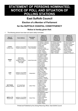 Statement of Persons Nominated & Notice of Poll & Situation of Polling