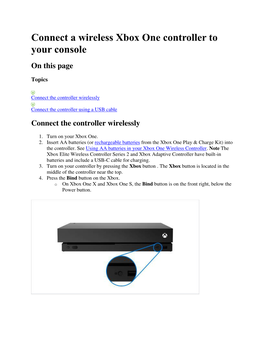 Connect a Wireless Xbox One Controller to Your Console on This Page