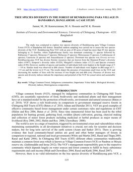 115 Tree Species Diversity in the Forest of Renikhayong