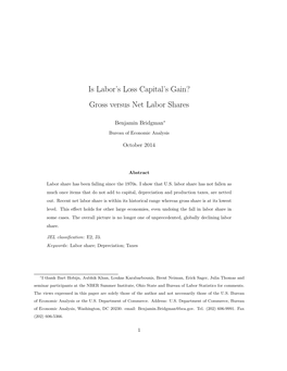 Is Labor's Loss Capital's Gain? Gross Versus Net Labor Shares