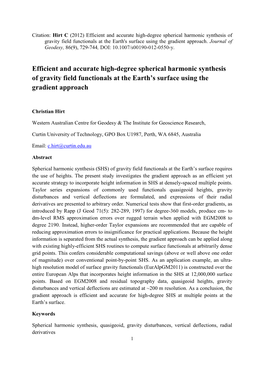 Efficient Spherical-Harmonic Synthesis of Gravity Functionals at the Earth's