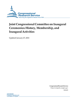 Joint Congressional Committee on Inaugural Ceremonies: History, Membership, and Inaugural Activities