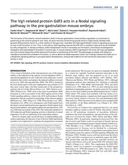 The Vg1-Related Protein Gdf3 Acts in a Nodal Signaling Pathway in the Pre