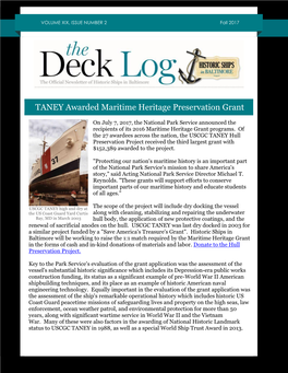 TANEY Awarded Maritime Heritage Preservation Grant
