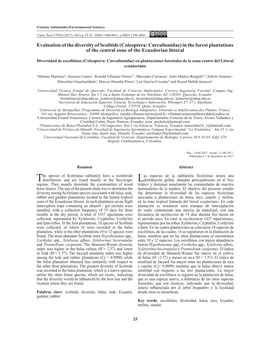 (Coleoptera: Curculionidae) in the Forest Plantations of the Central Zone of the Ecuadorian Littoral